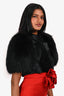 Vintage Black Racoon Fur/Ponyhair Calfskin Cropped Jacket Size M