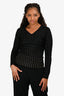 Roberto Cavalli Black Studded V Neck Long Sleeve Top Size 42