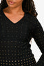 Roberto Cavalli Black Studded V Neck Long Sleeve Top Size 42