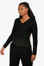 Roberto Cavalli Black Studded V Neck Long Sleeve Top Size 42