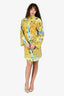 Versace Yellow/Blue Silk Baroque Print Shirt Dress Size 38