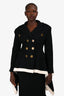 Sonia Rykiel Black/White Wool Asymmetrical Double Breasted Coat Size M