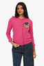 Moschino Pink Wool Teddy Bear Long Sleeve Cropped Cardigan Size 4