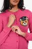 Moschino Pink Wool Teddy Bear Long Sleeve Cropped Cardigan Size 4