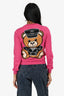 Moschino Pink Wool Teddy Bear Long Sleeve Cropped Cardigan Size 4