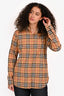Burberry Beige Tartan Printed Button Up Shirt Size 8 US