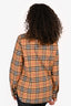 Burberry Beige Tartan Printed Button Up Shirt Size 8 US