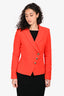 Smythe Red Shoulder Padded Button Detail Blazer Size 6 US