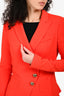 Smythe Red Shoulder Padded Button Detail Blazer Size 6 US