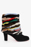 Christian Louboutin Multioloured Mink Black Suede 'Alexandra 70' Boots Size 37