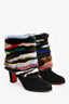Christian Louboutin Multioloured Mink Black Suede 'Alexandra 70' Boots Size 37