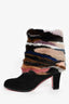 Christian Louboutin Multioloured Mink Black Suede 'Alexandra 70' Boots Size 37