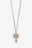Pre-Loved Chanel™ 2012 Silver Toned Crystal Drop CC Pendant Necklace