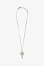 Pre-Loved Chanel™ 2012 Silver Toned Crystal Drop CC Pendant Necklace