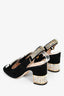 Gucci Black Suede Crystal G Slingback Block Heels Size 36