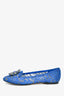 Dolce Gabbana Blue Lace Crystal Flats Size 36