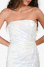 Retrofete White Sequin Scalloped Strapless Mini Dress Size S