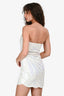 Retrofete White Sequin Scalloped Strapless Mini Dress Size S