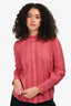Sézane Pink Lace High Neck Long Sleeve Top Size 34