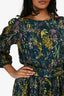 Diane von Furstenberg Green Silk Floral Print Mini Dress With Belt Size 2