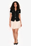 Self-Portrait Black/White Blazer Pleated Bottom Short Sleeve Mini Dress Size 2 US with Belt