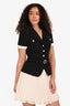 Self-Portrait Black/White Blazer Pleated Bottom Short Sleeve Mini Dress Size 2 US with Belt