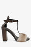 Brunello Cucinelli Brown Beaded/Fur Heels Size 36