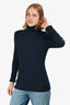 Victoria Beckham Blue Ribbed Knit Wool Mockneck Sweater Size 4