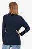 Victoria Beckham Blue Ribbed Knit Wool Mockneck Sweater Size 4