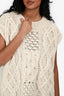 Dries Van Noten Beige Cashmere/Wool Cable Knit Sleeveless Oversized Top Size S