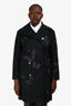 Valentino Black Embroidered Butterfly Trench Coat Size 4