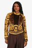 Versace Yellow/Brown Baroque Padded Cotton Moto Jacket Size 40