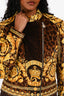 Versace Yellow/Brown Baroque Padded Cotton Moto Jacket Size 40