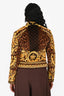 Versace Yellow/Brown Baroque Padded Cotton Moto Jacket Size 40
