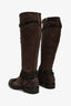 Givenchy Brown Leather Lace-Up Knee High Boots Size 37