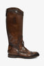 Gucci Brown Leather 'Betis Glamour' Knee High Boots Size 7