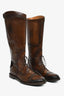 Gucci Brown Leather 'Betis Glamour' Knee High Boots Size 7