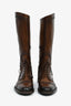Gucci Brown Leather 'Betis Glamour' Knee High Boots Size 7
