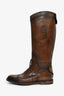 Gucci Brown Leather 'Betis Glamour' Knee High Boots Size 7