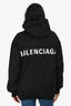 Balenciaga Black Cotton Logo Back Hoodie Size XS