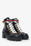 Gucci Black Leather Sylvie Web Combat Boots Size 40