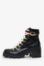 Gucci Black Leather Sylvie Web Combat Boots Size 40
