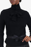 Pre-Loved Chanel™ 02A Black Wool Ribbed Knit Tie Detail Sweater Size 42