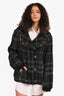 Burberry Brit Black/Grey Wool Plaid Double Breasted Jacket Size 12
