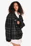 Burberry Brit Black/Grey Wool Plaid Double Breasted Jacket Size 12