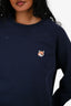 Maison Kitsuné Navy Logo Crewneck Sweater Size S
