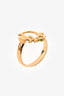 Christian Dior Gold Tone Metal Logo Ring Size 5