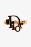Christian Dior Gold Tone Metal Logo Ring Size 5