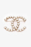 Pre-Loved Chanel™ 2019 Gold Tone Metal/Faux Pearl CC Brooch