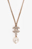 Pre-Loved Chanel™ 2012 Gold Tone Metal/Faux Pearl CC Pendant Necklace